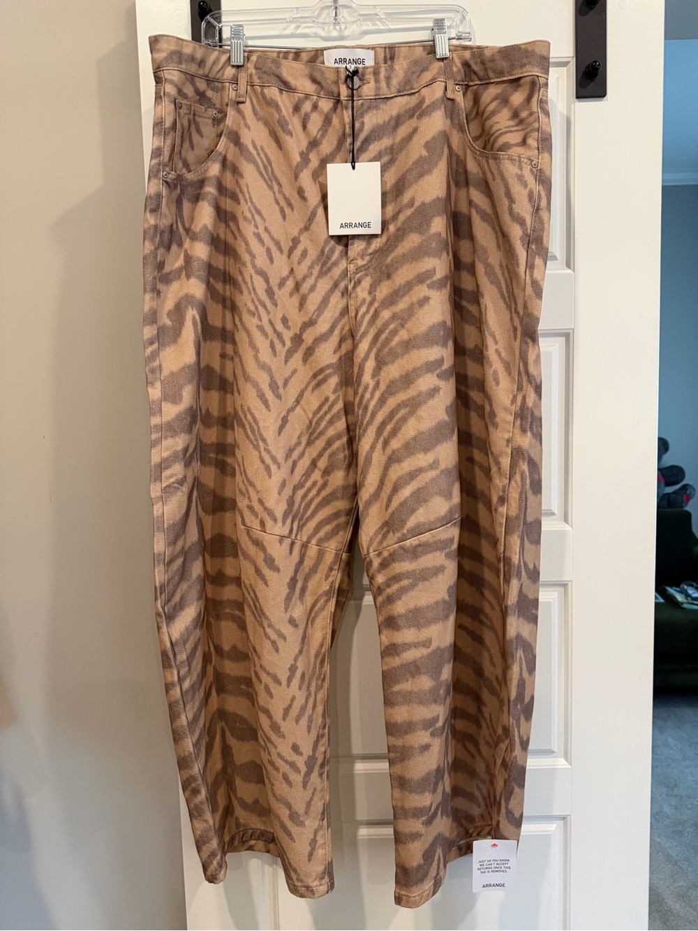 ARRANGE Taupe Zebra-Print Wide Leg Pants